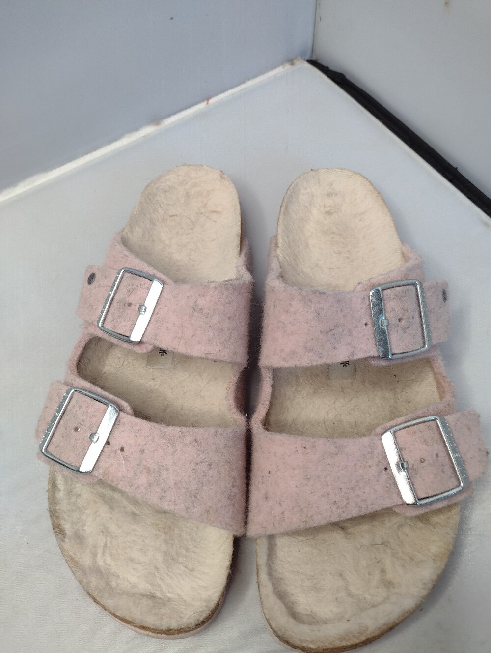 Birkenstocks Arizona Sandals Unisex 40 M7 W9 Pink Wool Cork Comforter Lined B18